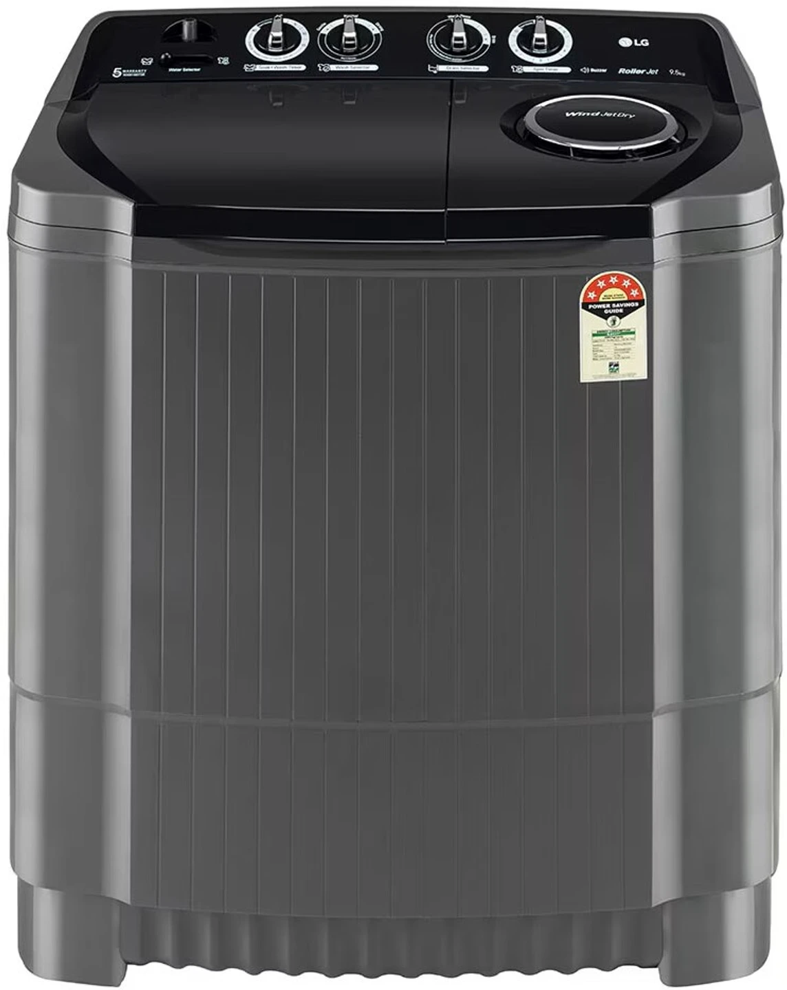 LG 9.5 kg Semi-Automatic Top Load Washing Machine - Black