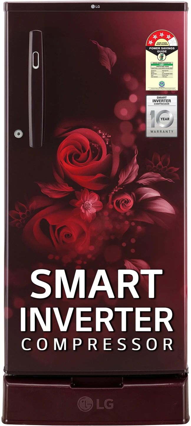LG 185 L 4 Star Direct-Cool Single Door Refrigerator GL-D199OSEY.ESEZPST, Scarlet Euphoria