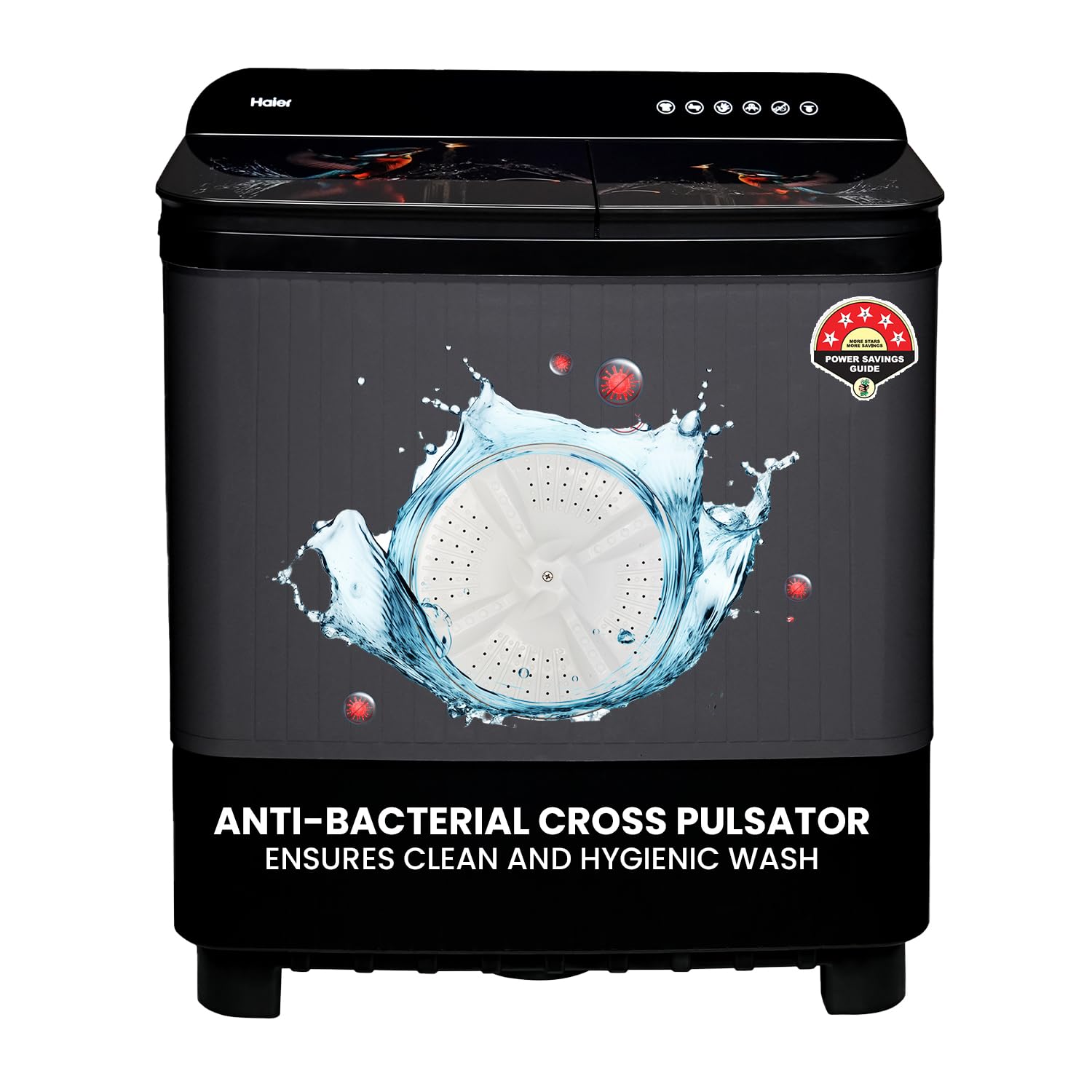 Haier 9 kg Semi-Automatic Top Load Washing Machine - Black Grey